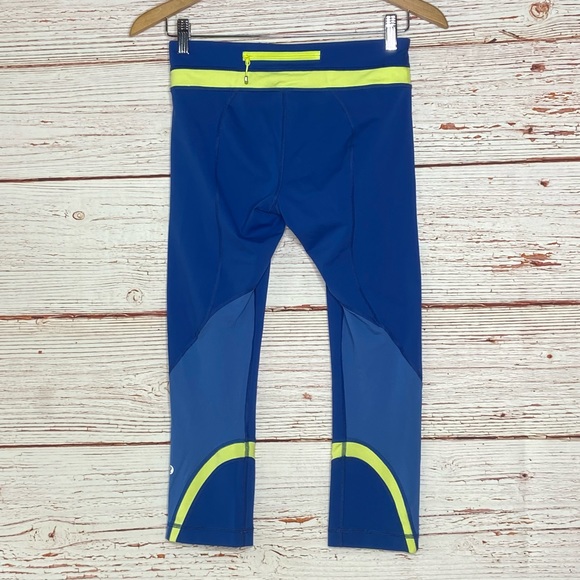 Lululemon Run Inspire Crop II in Limitless Blue/Clarity Yellow Sz 6 - Picture 13 of 14